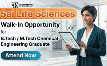Chemical Engineering Jobs at Sai Life Sciences | Process Engineering role | walk-in opportunity Attend Now Chemical Engineering Jobs at Sai Life Sciences Careers Process Engineering Jobs