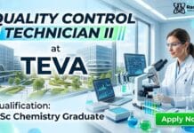 Quality Control Technician at Teva for MSc Chemistry Graduates