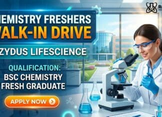 Freshers Hiring Zydus API Plant Jobs 2026 | BSc Chemistry Jobs BSc Chemistry Freshers Job at Zydus | Attend the walk-In Drive