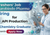 Chemistry Fresher Jobs at Aurobindo Pharma | Walk-In Interview for API Production Roles Aurobindo Pharma Careers announces Walk-In Interview for chemistry fresher jobs in API Production.