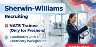 Chemistry Jobs at Sherwin-Williams NATS Trainee | Apply Now Sherwin-Williams announces NATS Trainee Chemistry Jobs for fresh graduates in Bengaluru.
