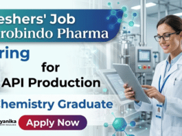 Aurobindo Pharma Careers announces Walk-In Interview for chemistry fresher jobs in API Production.