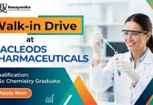 Macleods Pharmaceuticals Vacancy 2026 | MSc Chemistry Job MSc Chemistry Jobs at Macleods | Walk-In Drive Vadodara 2026