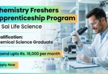 Apprenticeship Program at Sai Life Sciences | Chemistry Freshers Internship