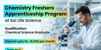 Apprenticeship Program at Sai Life Sciences | Chemistry Freshers Internship