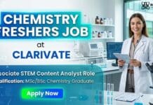 MSc Chemistry Freshers Job at Clarivate | STEM Content Analyst