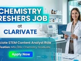 MSc Chemistry Freshers Job at Clarivate | STEM Content Analyst