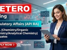 Hetero Careers announced Regulatory Affairs Jobs for Chemistry fresher job candidates in Hyderabad.