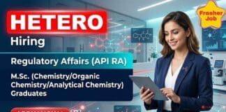 Hetero Careers announced Regulatory Affairs Jobs for Chemistry fresher job candidates in Hyderabad.