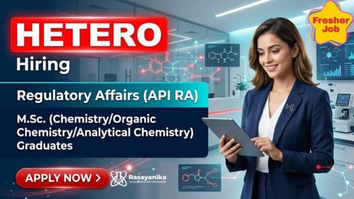 Hetero Careers announced Regulatory Affairs Jobs for Chemistry fresher job candidates in Hyderabad. Hetero Careers announced Regulatory Affairs Jobs for Chemistry fresher job candidates in Hyderabad.