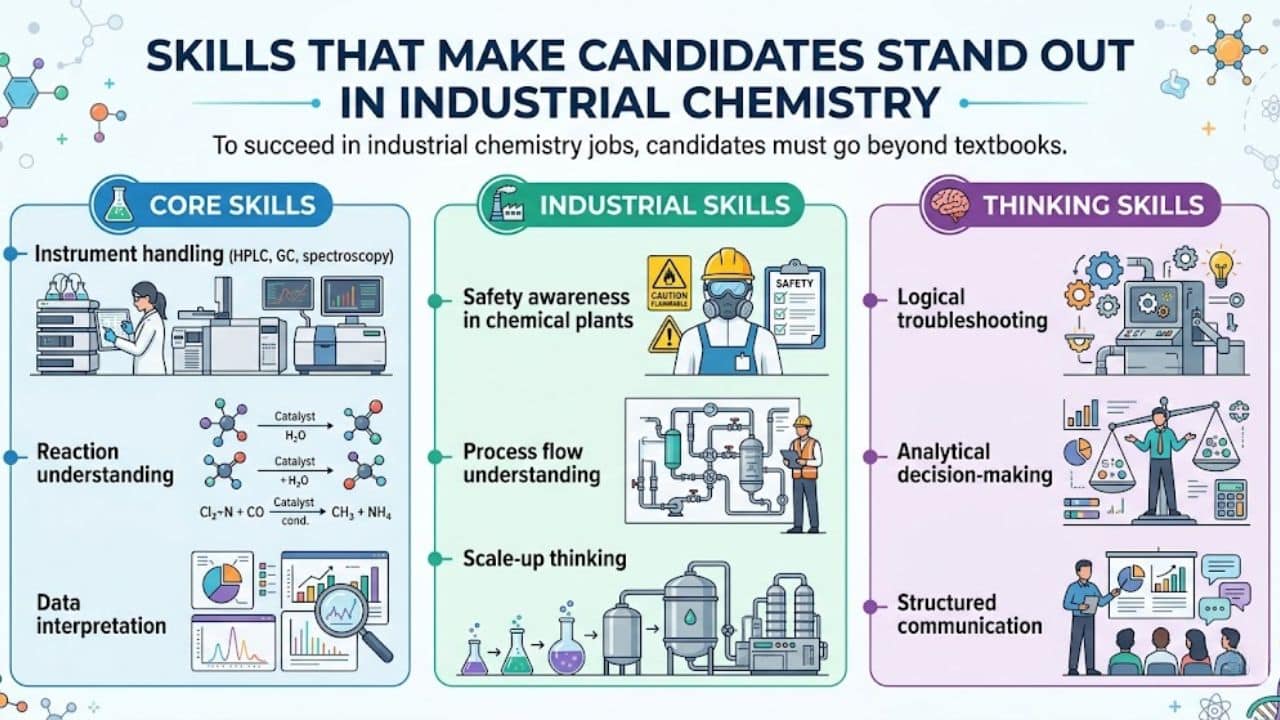 Skills that make candidates stand out in industrial chemistry.