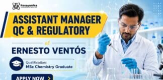 Ernesto Ventós Hiring MSc Chemistry Graduates | Assistant Manager QC & Regulatory Role MSc Chemistry Job at Ernesto Ventós | Assistant Manager QC & Regulatory