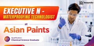Asian Paints Hiring Waterproofing Technologist | MSc Chemistry Graduates Apply MSc Chemistry Job at Asian Paints | Executive Job in Waterproofing Technologist