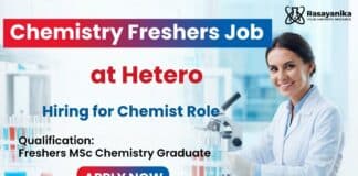 MSc Chemistry Freshers Job at Hetero | QC Openings for Chemist Role MSc Chemistry Freshers Job at Hetero | Chemist Role