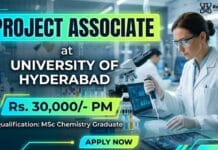 Project Associate Job at University of Hyderabad for MSc Chemistry Graduates