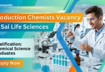 Production Chemist Job at Sai Life Sciences | Walk-in Interview