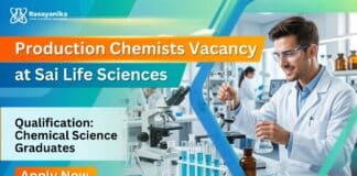 Production Chemist Job at Sai Life Sciences | Walk-in Interview
