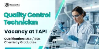 TAPI Hiring Quality Control Technician Role | MSc Chemistry Graduates Apply Now MSc Chemistry Jobs at TAPI | Quality Control Technician Role
