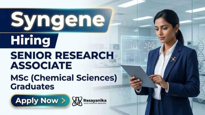 Research Associate Jobs at Syngene Careers for Chemistry Jobs in Bangalore Research Associate Jobs at Syngene Careers for Chemistry Jobs in Bangalore