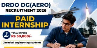 DRDO Chemical Engineering Internship | Earn stipend: ₹30,000/- | Govt. Paid Internship Chemical Engineering Internship at DRDO Careers Government Internship 2026