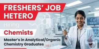 MSc Chemistry Freshers Job at Hetero Careers | Apply Now MSc Chemistry Freshers Job in Hetero Careers Chemist Job QC Analyst Pharma