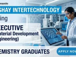 Vishay Hiring Executive-Material Development Engineering | Chemistry Jobs
