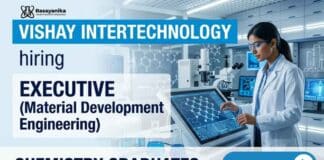 Chemistry Jobs at Vishay Intertechnology for Executive Role | Apply Now Vishay Hiring Executive-Material Development Engineering | Chemistry Jobs