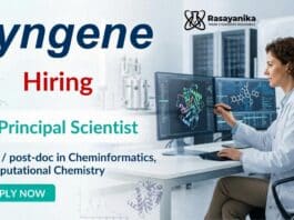 Syngene Careers hiring for Principal Scientist jobs in Cheminformatics Jobs domain