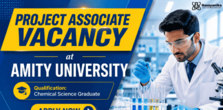 Project Associate Jobs at Amity University | MSc Chemistry Graduates Apply Now