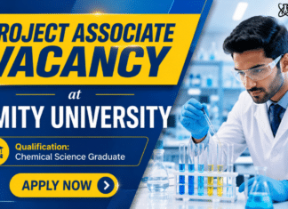 Amity University Hiring Chemical Science Graduates | Project Associate Roles Project Associate Jobs at Amity University | MSc Chemistry Graduates Apply Now