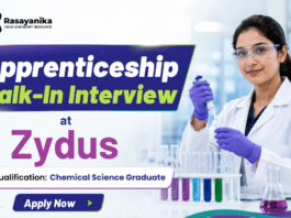 MSc Chemistry Jobs at Zydus Lifesciences | Walk-In Interview 