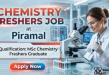 MSc Chemistry Freshers Job at Piramal | R&D Trainee Role