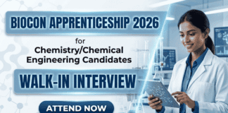Biocon Apprenticeship 2026 for MSc Chemistry Freshers | walk-in Interview Biocon Apprenticeship for MSc Chemistry jobs for freshers under Biocon Careers