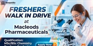 Freshers Walk-In Drive at Macleods | Chemistry Graduates Apply Now MSc Chemistry Freshers Job – Macleods Pharmaceuticals Vacancy