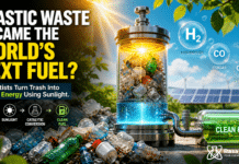 Plastic to fuel technology using sunlight converting waste plastic into hydrogen and clean energy fuel