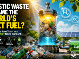 Plastic to fuel technology using sunlight converting waste plastic into hydrogen and clean energy fuel