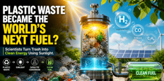 Plastic to fuel technology using sunlight converting waste plastic into hydrogen and clean energy fuel