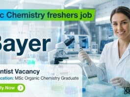 MSc Chemistry Freshers Job at Bayer | Process Development Scientist Job