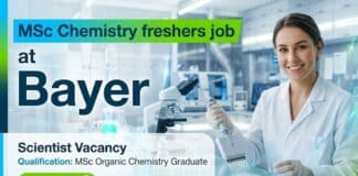M.Sc Chemistry Freshers Job at Bayer | Jr Process Development Scientist MSc Chemistry Freshers Job at Bayer | Process Development Scientist Job