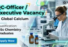 QC Executive at Global Calcium | MSc Chemistry Graduates Attend the Walk-In Drive