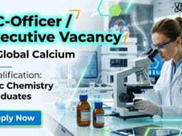 QC Executive at Global Calcium | MSc Chemistry Graduates Attend the Walk-In Drive