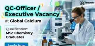 QC Executive at Global Calcium | MSc Chemistry Graduates Attend the Walk-In Drive