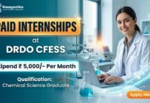 DRDO CFEES Paid Internship 2026 for Chemistry Students | Stipend Up to Rs. 5000/- Per Month DRDO Internship for Chemistry Students | CFEES Internship 2026