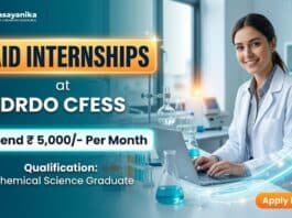DRDO Internship for Chemistry Students | CFEES Internship 2026