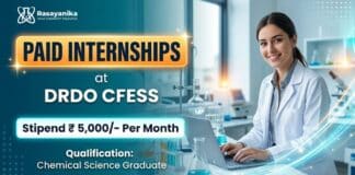 DRDO Internship for Chemistry Students | CFEES Internship 2026