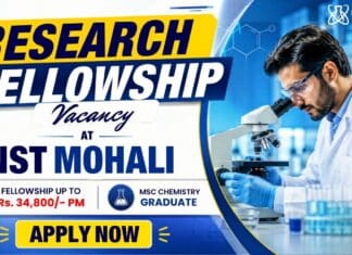 INST Mohali JRF Recruitment for MSc Chemistry Students | Fellowship Up to Rs. 34,800/- pm Research Fellowship for MSc Chemistry Students at INST Mohali