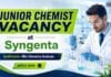 Junior Chemist Role at Syngenta | MSc Chemistry Job 