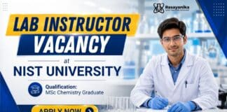 Lab Instructor Job in the Chemistry Department at NIST University, Odisha