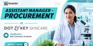 Dot & Key Skincare Hiring BSc Chemistry Graduates | Assistant Manager Role BSc Chemistry Job at Dot & Key Skincare | Apply Now