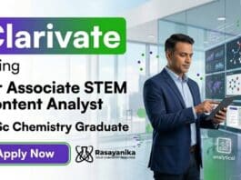 Clarivate Careers announces STEM Content Analyst Jobs for M.Sc Chemistry candidates in Chennai.